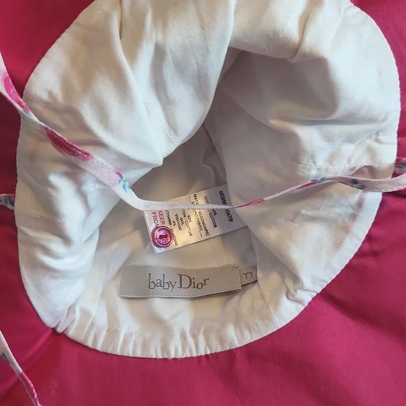 DIOR girls Floral Baby Beach Hat Size 1T 100% Cotton - Picture 2 of 9
